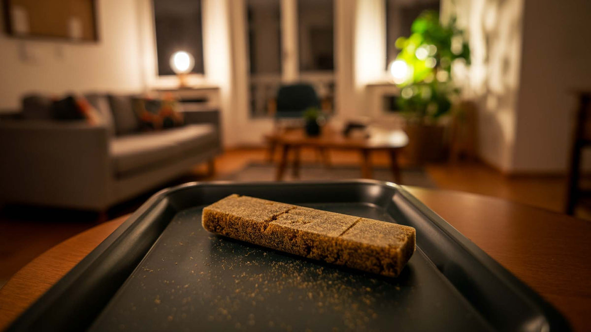 Nine Realms bubble hash on a rolling tray in the living room