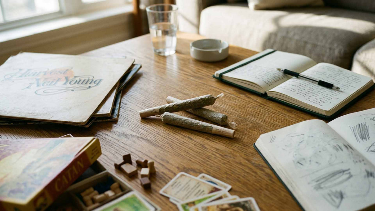 Nine Realms pre-rolls on a table with things to do while high