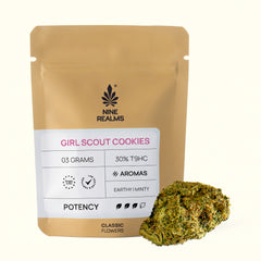 Nine Realms Girl Scout Cookies (GSC) T9HC Blüten, 3g CLASSIC-Beutel mit GSC Bud