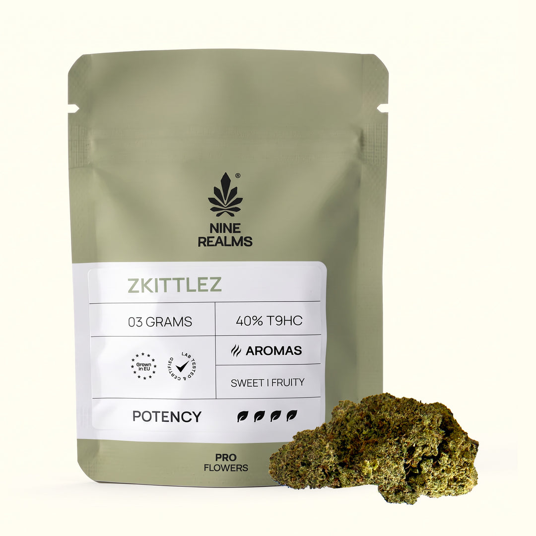 Nine Realms Zkittlez T9HC Blüten, 3g PRO-Beutel mit Zkittlez Bud