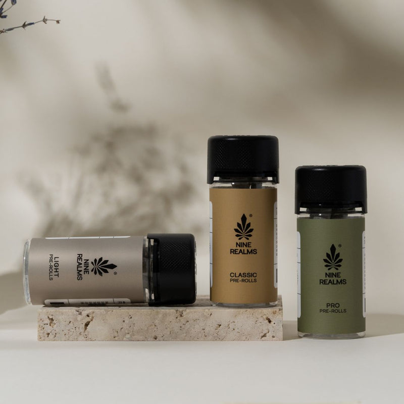 Nine Realms Products - Pre-roll bundle on a white table